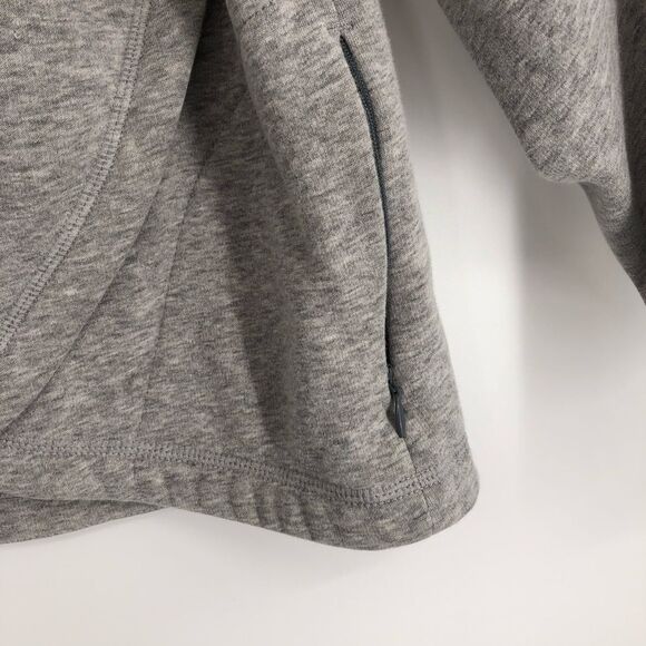 Athleta Girl Sweatshirt Size Large Gray Crossover‎ Furry Interior Zipper Pockets - Picture 5 of 11